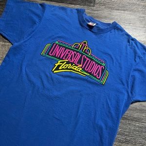 Vintage Universal Studios Florida Shirt Size XL Blue 90's Disney Cartoon KC